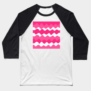 Pink and white horizontal waves pattern Baseball T-Shirt